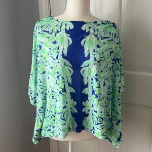 Lilly Pulitzer Koala of the Wild Cooper blue and green calf tan top S/M